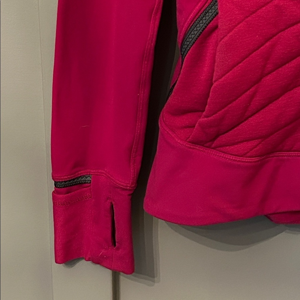 Lululemon Fleece Out Jacket Full Zip Berry Rumble Zipper Vents Size 6 - Picture 6 of 16